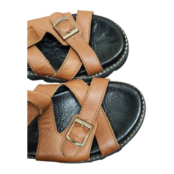 MAGO Leather Sandals Brown | Comfort Strappy Slides | Size 39 EU / 8.5 US - Picture 3 of 13